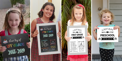Free Printable Last Day of School Signs. Now two designs to choose from!